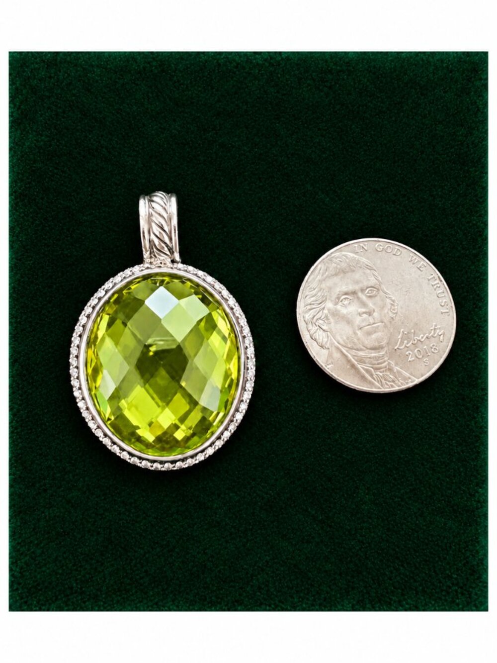David Yurman Sterling Lemon Citrine Statement Enhancer/Pendant Quiet Luxury
